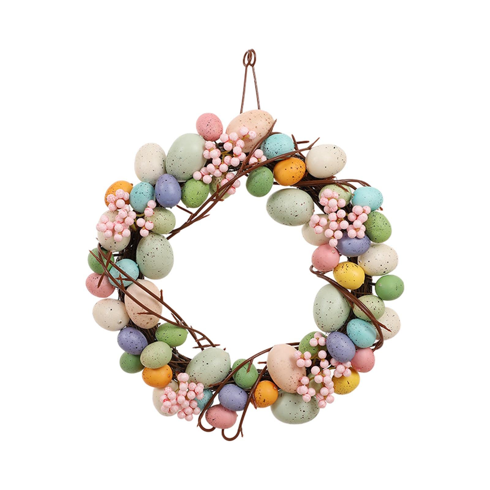 Ghirlanda Pasquale Uova Colorate Decorazione Porta Ornamento Pendente Artigianale Ghirlanda Schiuma Adatta per Cerimonia Pranzo Casa Ambienti Interni, 35 cm