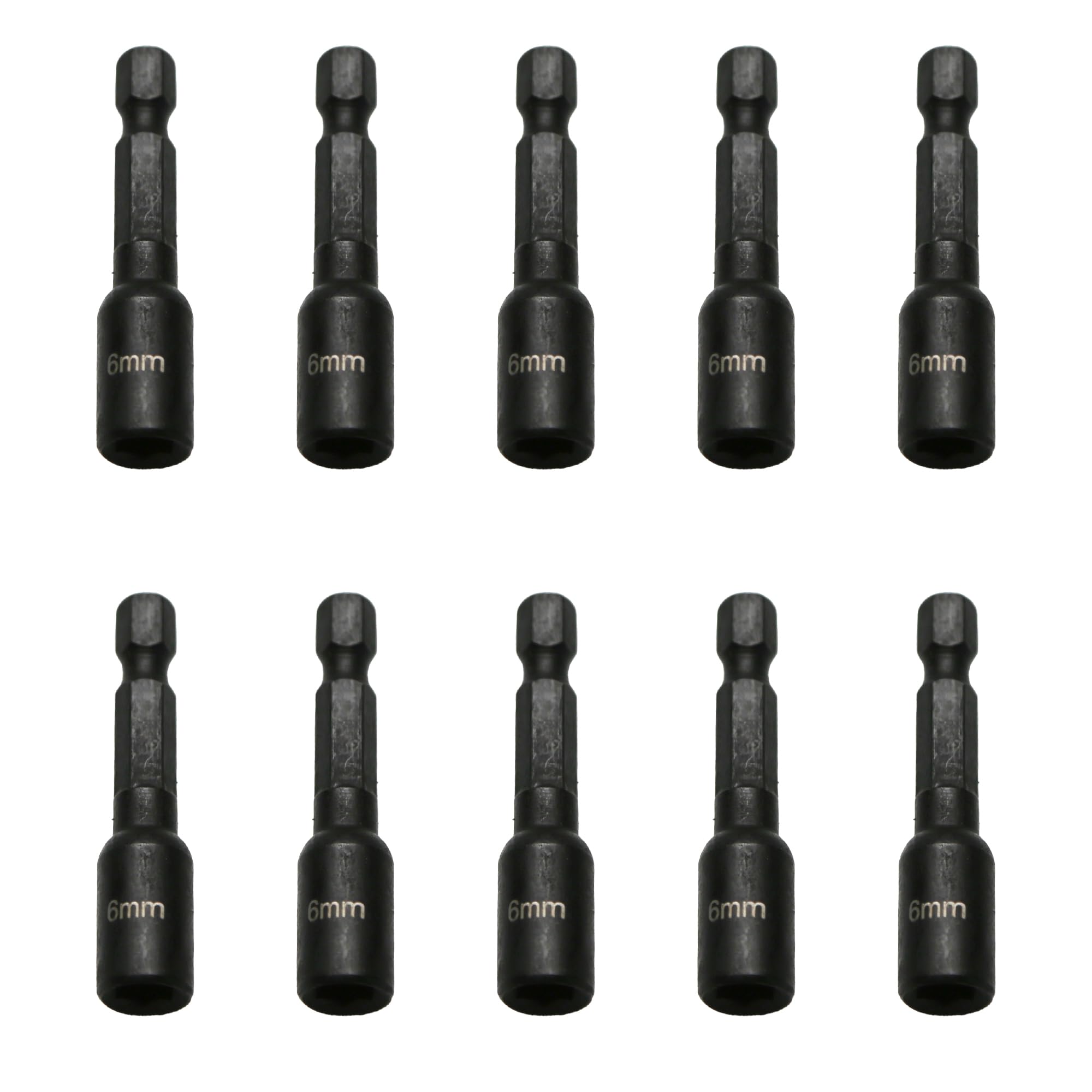 TMAX 10p 6mm Impact Magnetic Nutsetter Hex Nut Driver 1/4" Shank, Cr-V