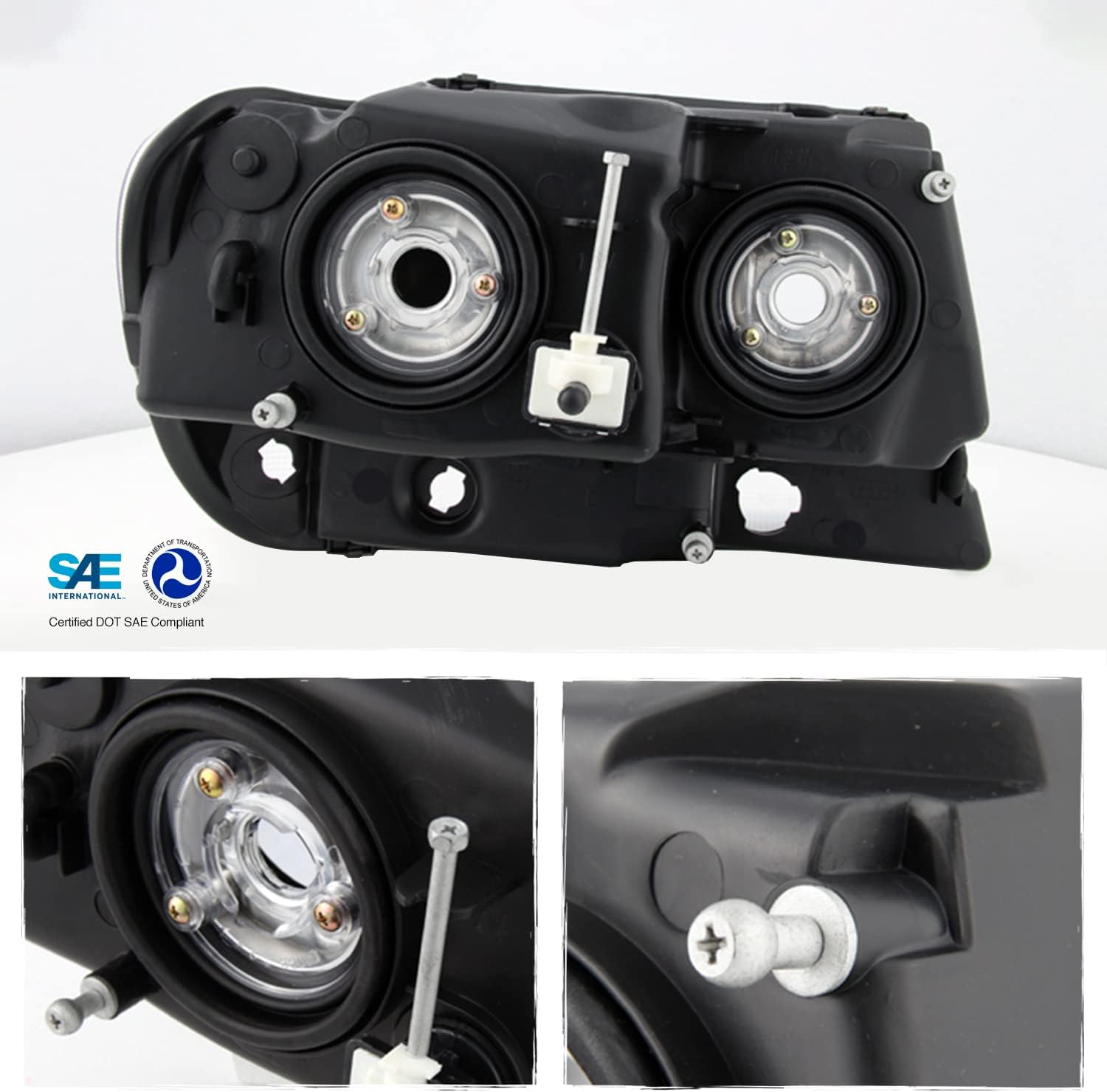 AKKON - For 1999-2004 Jeep Grand Cherokee OE Black Housing Headlights Amber Signal Lights with Reflector - Pair