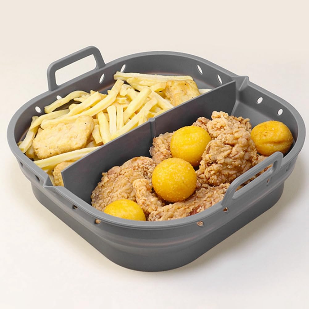 Siliconen Bakvorm voor Air Fryer, 2 Stuks - 20 cm, Herbruikbaar, Geschikt voor Magnetron en Stomer (Blauw Grijs Siliconen Bakvorm voor Air Fryer, 2 Stuks - 20 cm, Herbruikbaar, Geschikt voor Magnetron en Stomer (Blauw Grijs