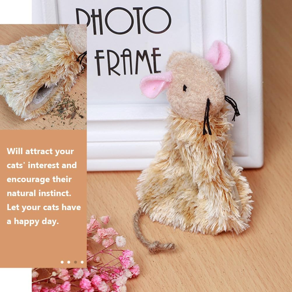 TOYANDONA 3pcs Refillable Catnip Cat Toys Mouse Shaped: Catnip Cat Mice Toy Interactive Animal Playthings Plush Kitten Playthings for Indoor Kittens Play Fetch, Playtime Fun, 4.33 x 2.55 x 0.98 inches