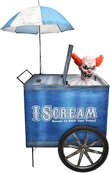 Haunted Hill Farm 6-ft I Scream Clown Cart Animatronic