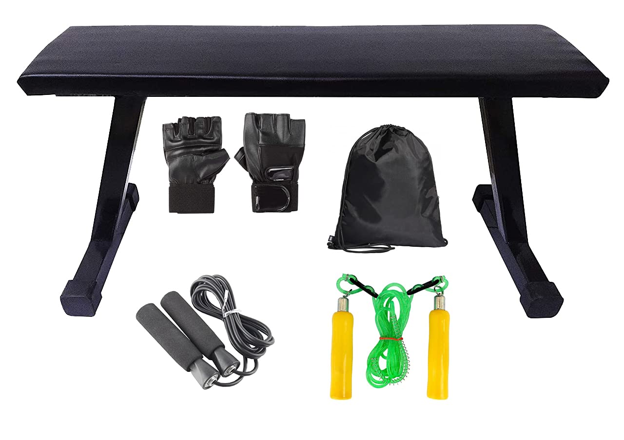 Musclen Fitness Home Gym Set, Home Gym Combo, Home Gym Equipments For Men, Flat Gym Bench, Exercise Set, Home Gym Kit With Gym Bag & Accessories, Black-image-35