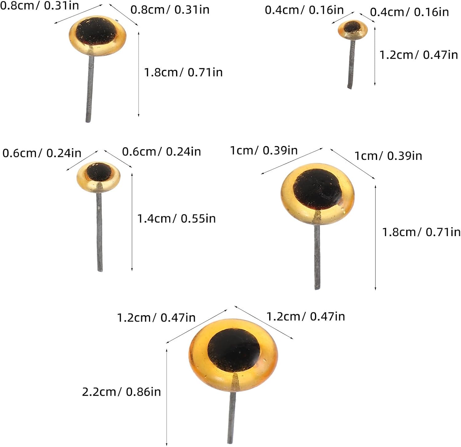 150pcs Round Glass Craft Eyes for Doll Making Needle Felting