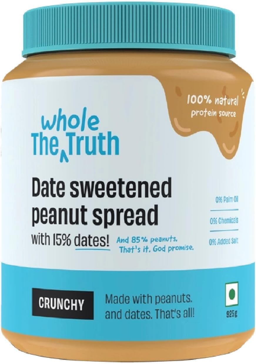 The Whole Truth - SuperSaver Peanut Spread With Dates (Sweetened) | 925 g | Crunchy | No Artificial Sweeteners | No Palm Oil | Gluten Free | No Preservatives | 100% Natural Protein Source