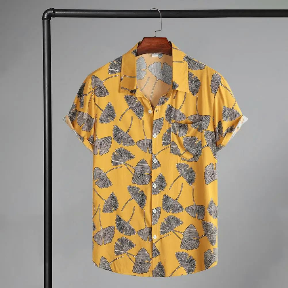 Hawaiian Shirts Camicia A Maniche Corte con Stampa Floreale Camicia per Vacanza Hawaiane per Uomini Morbidi Maniche Corte Sciolte