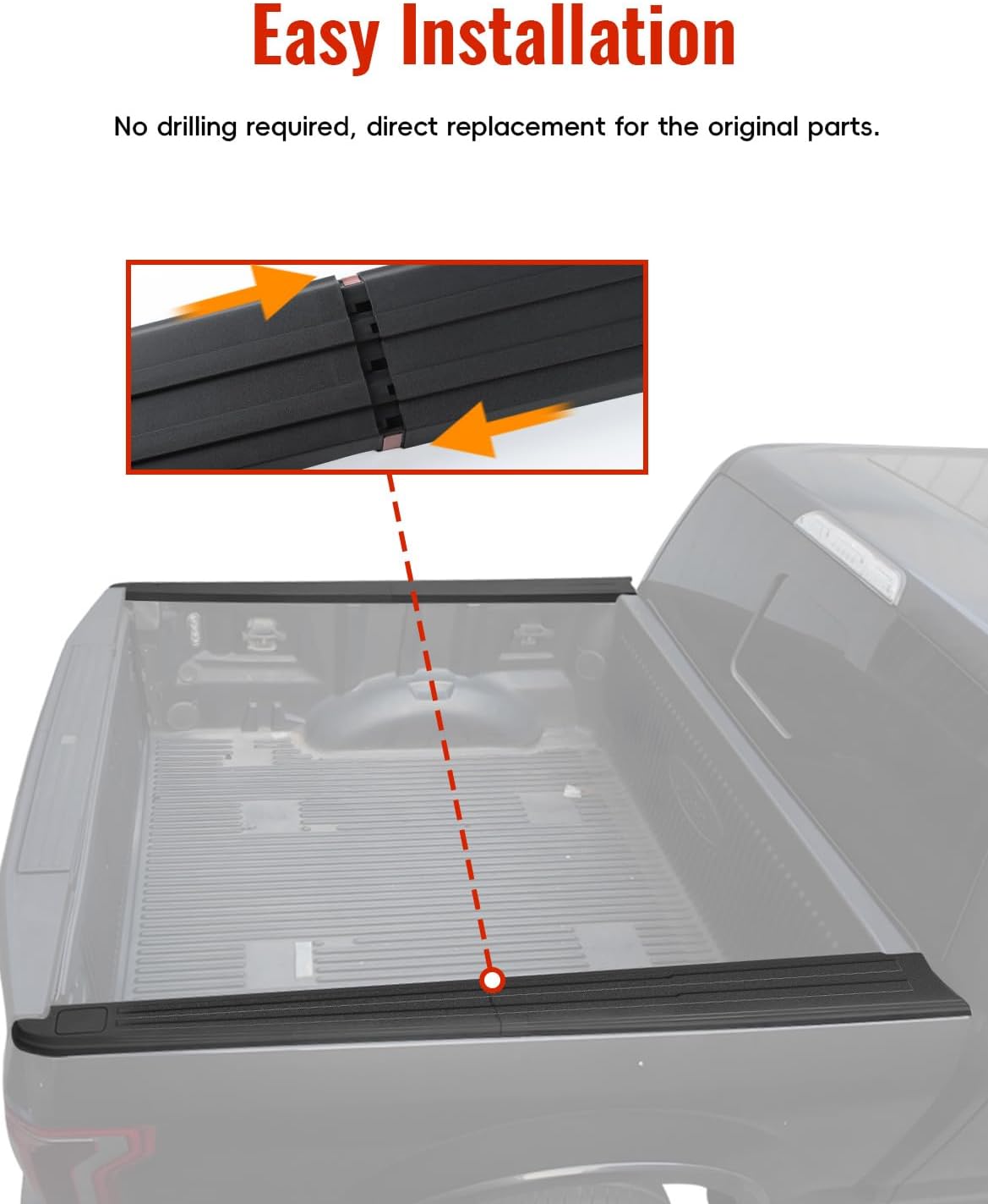 Bed Rail Cap Cover for Ford F150 15-20, 5'5ft w/Stake Holes Bedrails Covers Left & Right Smooth Finish Back Bedrails Covers Protectors Molding Cap Kit for Ford F150 2015-2020 Accessories