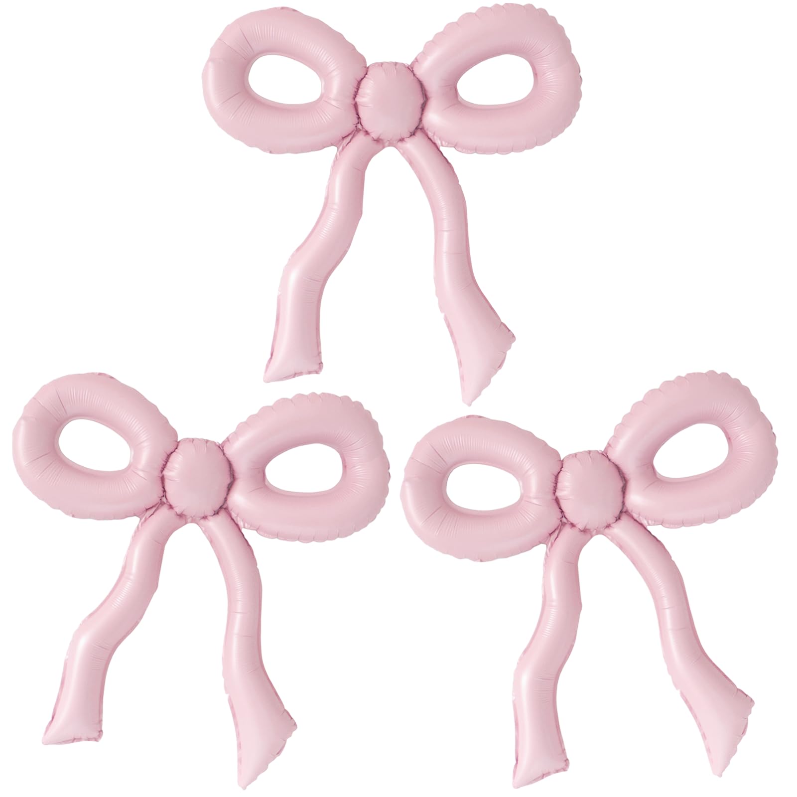 3 Pcs Matte Dusty Pink Bow Balloons, Boho Cavern Pink Foil Balloons for Arch or Garland, Muted Baby Pink Bow Balloons for Girls Women Wedding Baby