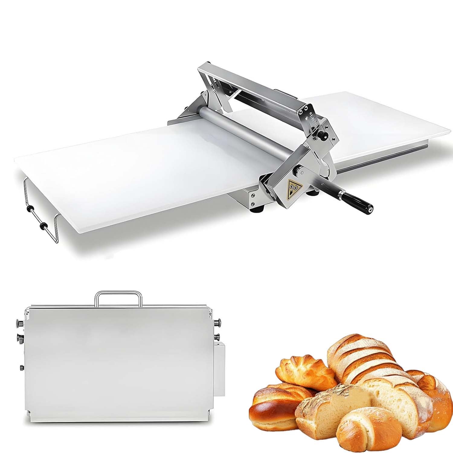 Machine à abaisser la pâte pliable manuelle 0–25 mm réglable – Laminoir inox pour pizza, croissants, pâte feuilletée, tar-te – Compact, durable, usage domestique & professionnel(90x40cm)