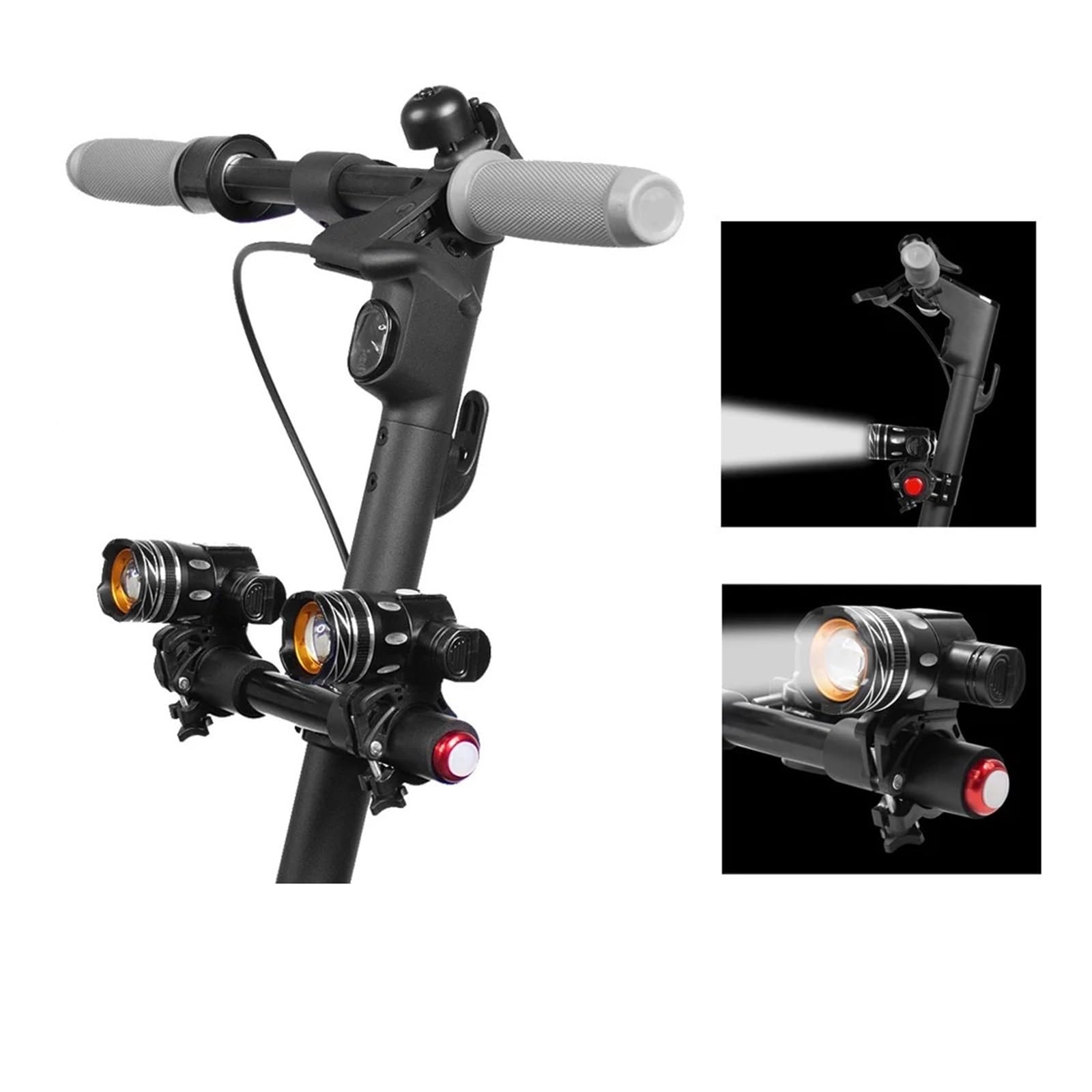 Luci Anteriori Torcia LED Scooter Elettrico Faro Ricaricabile Tramite USB Compatibile con Ninebot F20 F30 F40 Lampada di Sicurezza for Ciclismo con Zoom(1Set)