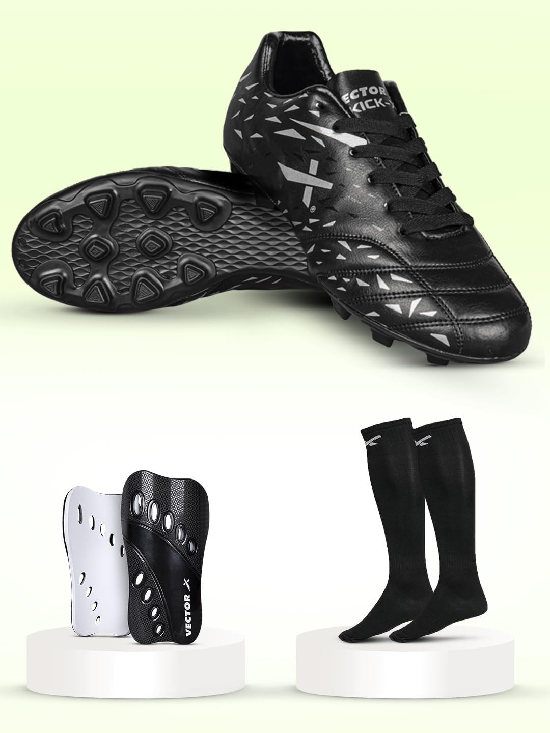 Vector X Kick Series Football Studs for Men/Sports and Athletic Footwear with PVC Sole, Synthetic Leather Upper/Textured Pattern/Comfortable Soccer Shoes