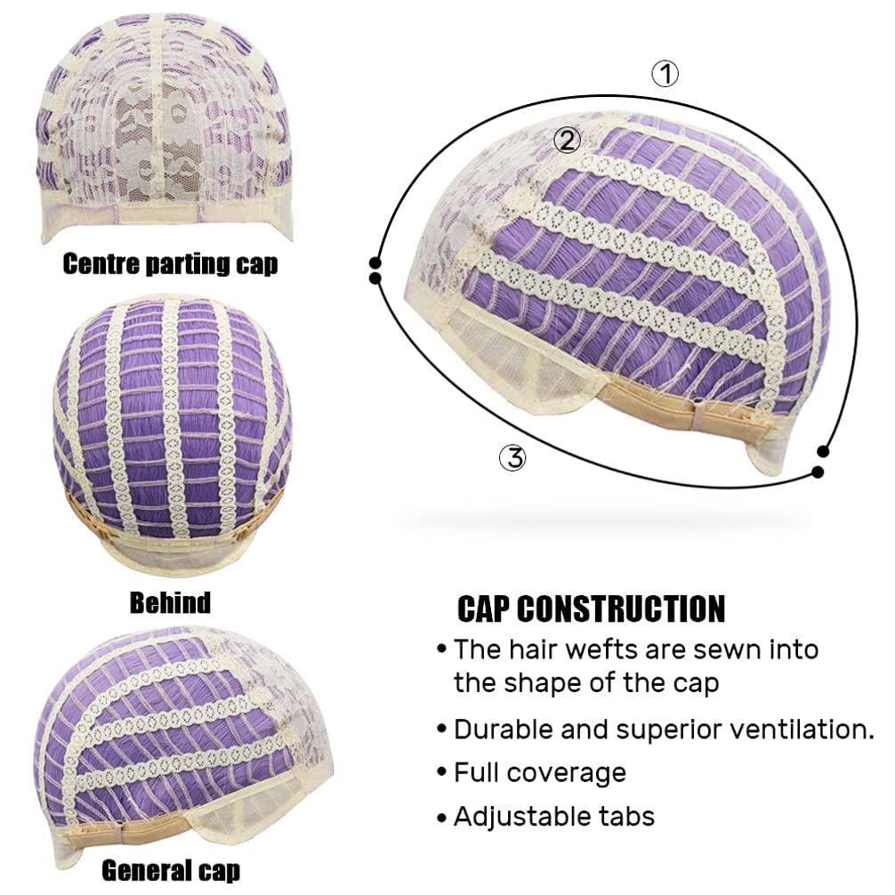 BERON  Wig Long Curly Wig Brown Curly Wigs for Women Daily Party or Cospaly Hairnet Include: Purple