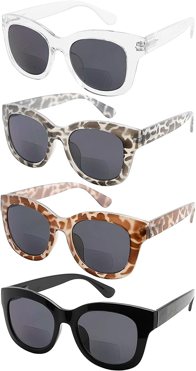 Eyekepper 4-Pack Large Frame Bifocal Sunglasses Women Oversize Fashion Bifocal Sun Readers