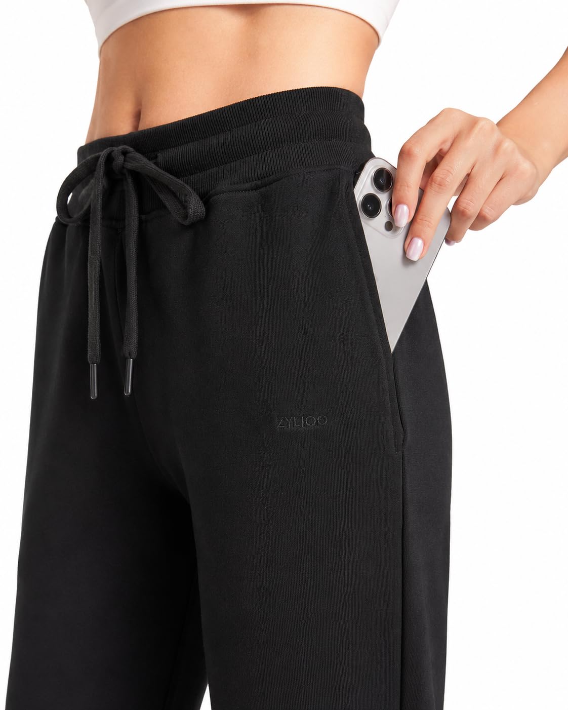 Zylioo Pantalon de Jogging Femme Coton Extra Long Pantalon de Running Sport | Pantalons de survêtement Elastic Respirant Training Sweatpants with Pockets Straight Wide Leg Yoga Casual Bottoms Trousers