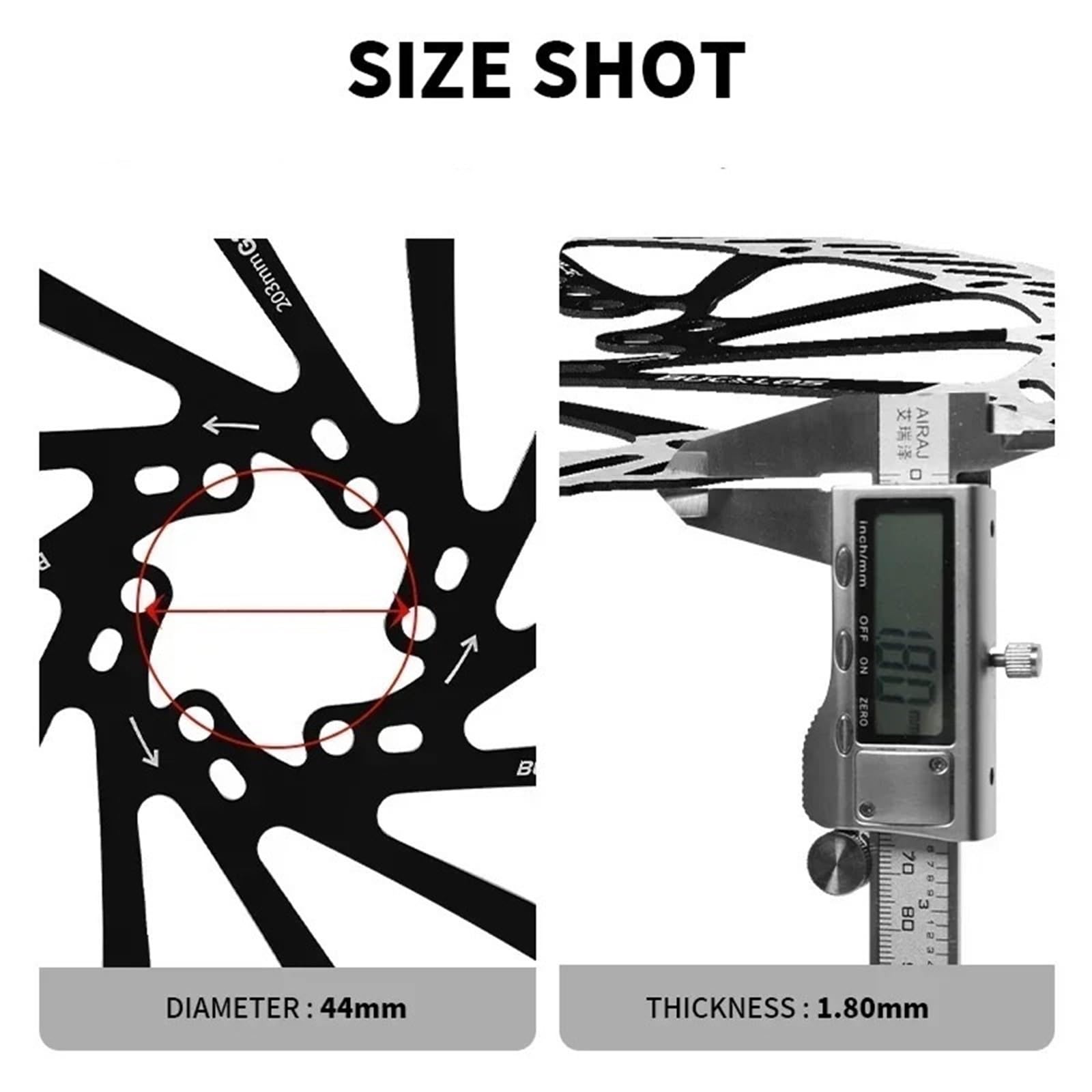Pinzas de pistones de freno Rotor de freno de disco hidráulico MTB ultraligero 160/180/203mm bicicleta de carreras de carretera de montaña con 6 pernos gratis(Black-203MM-2PC)