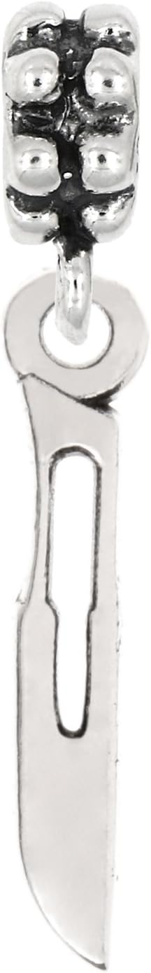 LGU Sterling Silver Oxidized Small Surgeon's Scalpel Dangle Bead Charm