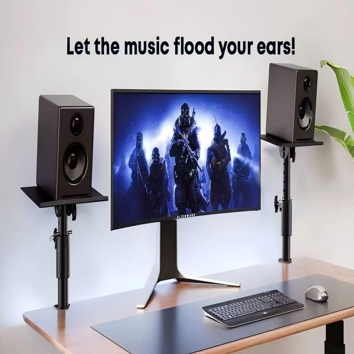 Paire Statifs de Table avec Pince pour Haut-parleurs,Support de Table Enceintes de Monitoring Studio, Enceinte jusqu'à 30kg,Black