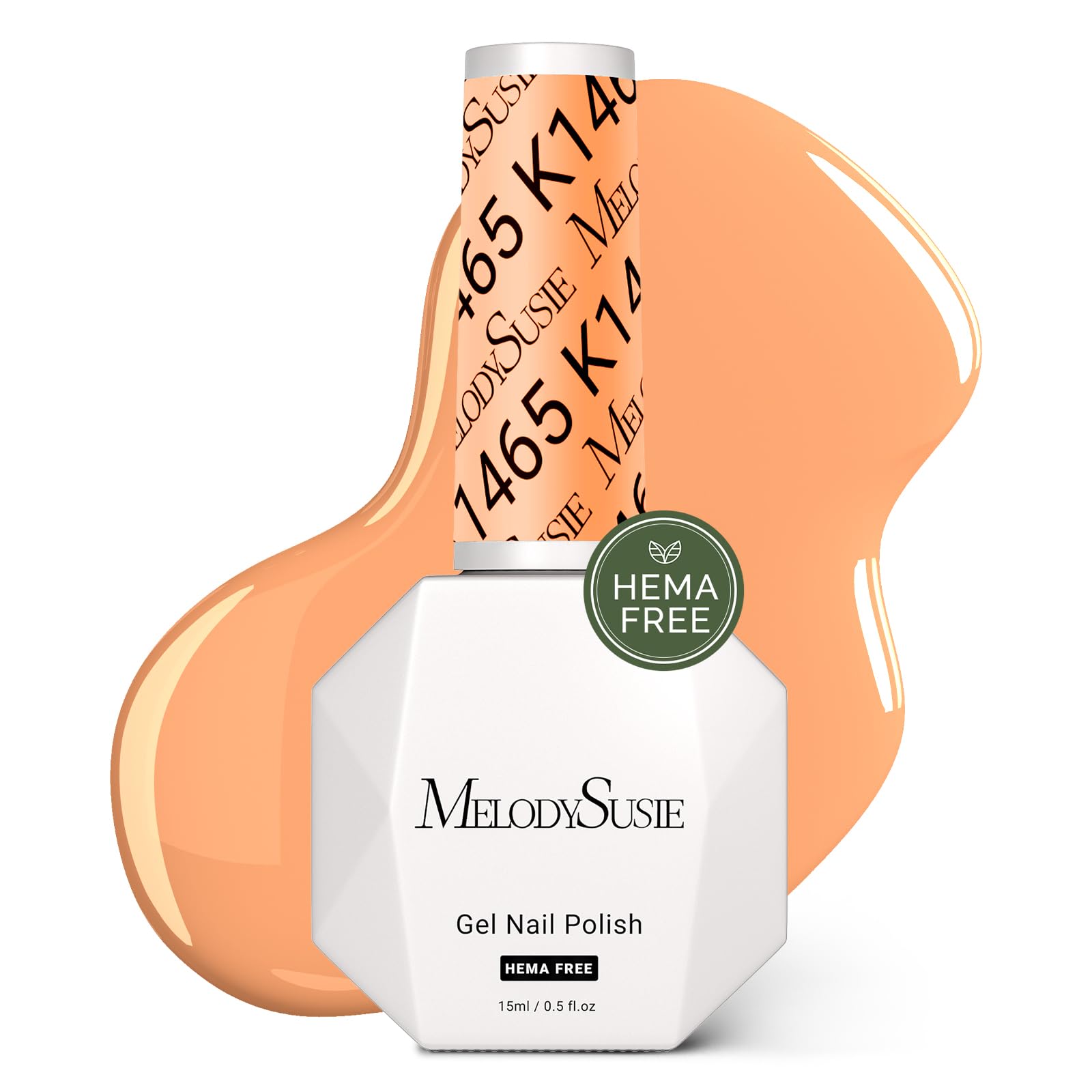 MelodySusie Hema Free Gel Nail Polish, 0.5 Fl Oz Thick Light Orange Gel Polish, Non-Toxic, Long Lasting, Soak Off UV Nail Polish, Manicure Nail Design Salon DIY Nail Art at Home K1465