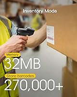 Vista 6 de Inateck Super Wireless Barcode Scanner, Transmission Range Up to 330ft, Wireless Adapter and Build-in Bluetooth, Working Time Approx. 30 Days, with