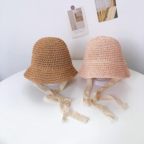 Straw Baby Hat Summer Toddler Girls Beach Sun Hat Little Girl Kids Summer Straw Hat Baby Sun Hat Khaki #TOP1
