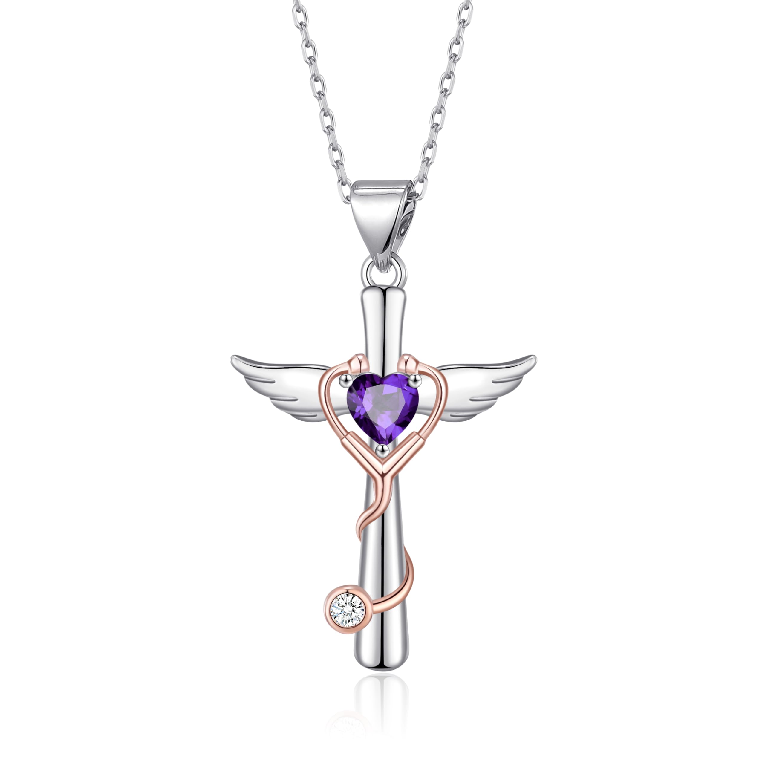 HELORET Stethoscope Cross Necklace Women Medicine Pendant Jewelry Nurse Doctor Graduation Gift for Medical Student