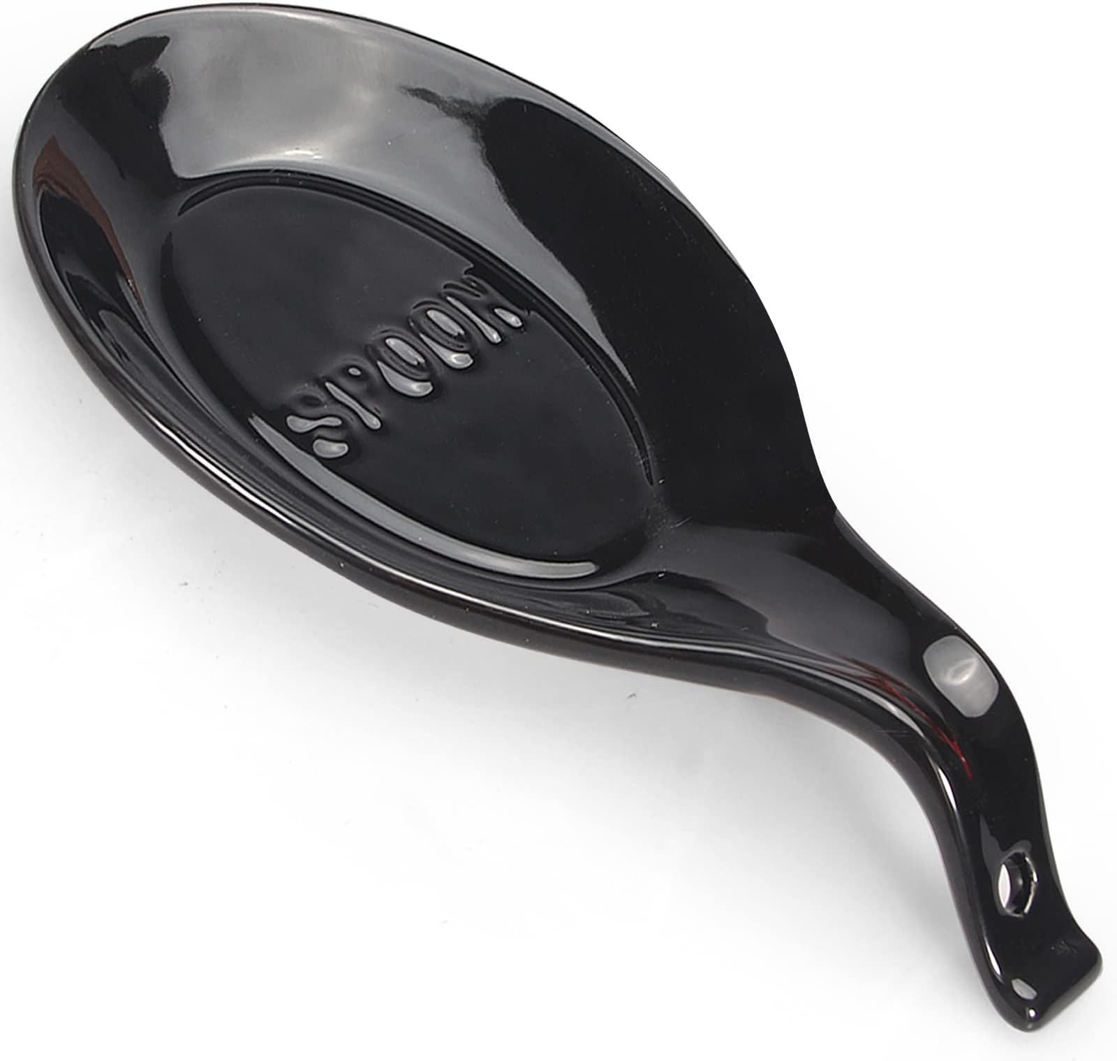 Large Ceramic Black Spoon Rest Kitchen Cooking Spoon Holder for Stove Modern Spatula Utensil Rest Best Teaspoon Rest