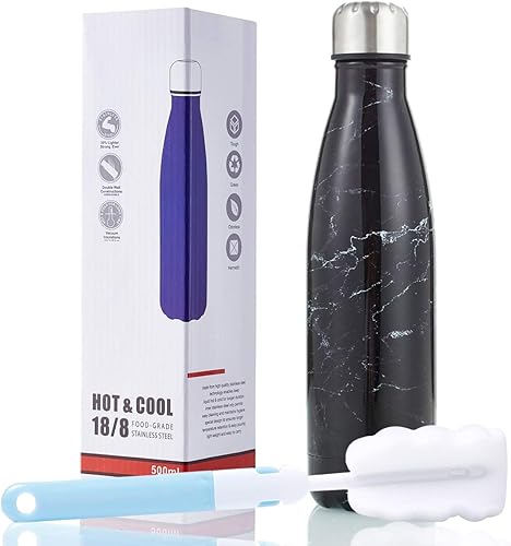 Miniatura 1 de HGDGears Botella de agua de acero inoxidable de 17 onzas, doble pared aislada al vacío, sin BPA, a prueba de fugas, termo en forma de cola con