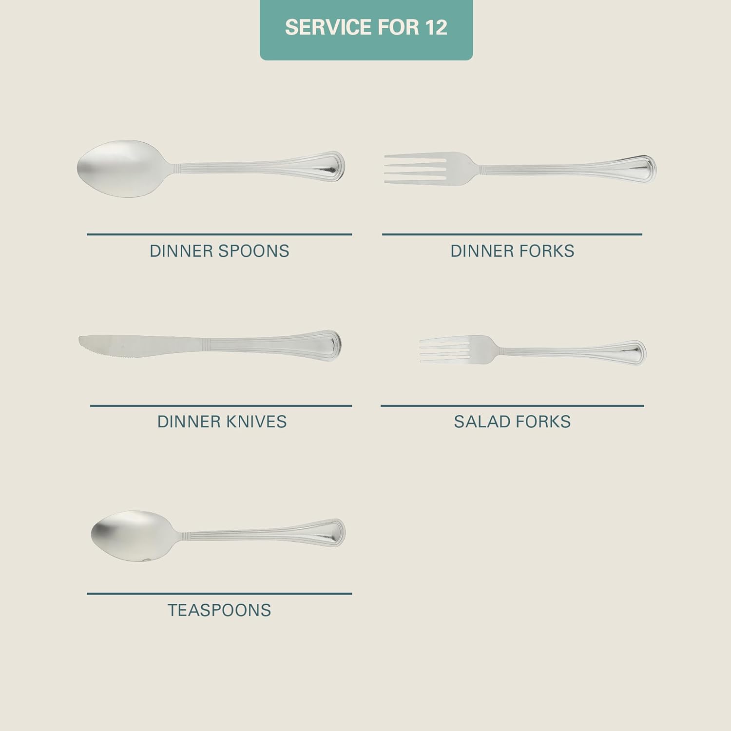 Gibson Home South Bay 65-Piece Stainless Steel Flatware Utensil Set with Wire Caddy – Silverware Service for 12 Plus Hostess Serving Pieces