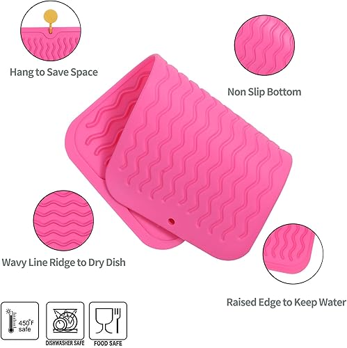 Miniatura 377 de Tapete de silicona para secado de platos para múltiples usos, fácil de limpiar, ecológico, resistente al calor, tapete de silicona para encimera