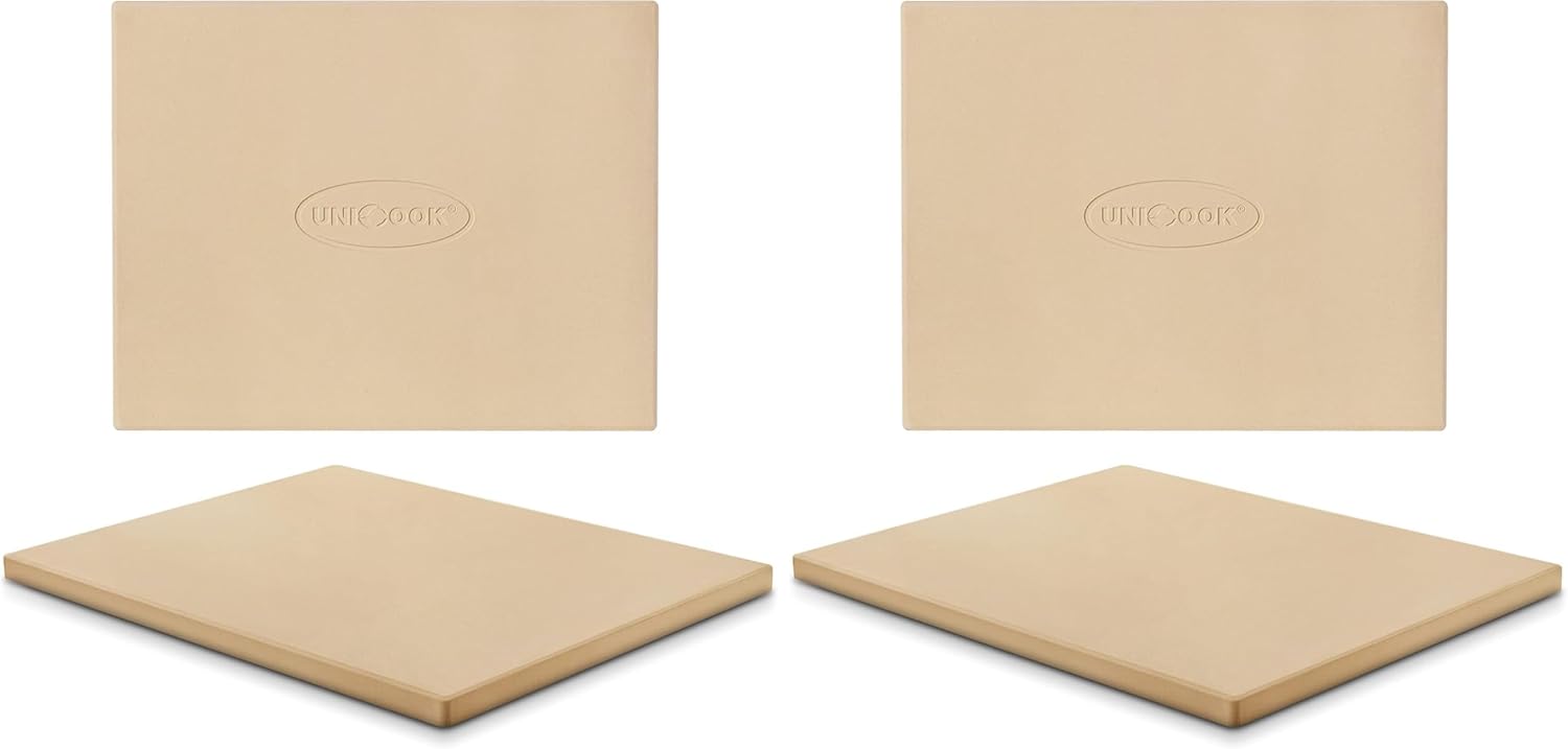 Unicook Pizza Stone, Heavy Duty Cordierite Pizza Pan for Oven and Grill, Thermal Shock Resistant Baking Stone for Bread, 15 X 12 Inch Rectangular, 6.8 lbs (Pack of 2)