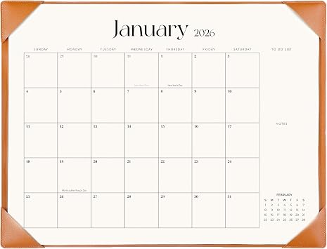 Large Desk Calendar 2026-2027 with Desk Mat, Desktop Calendar Runs from January 2026 to June 2027, Desk Pad Calendar 22 x 17 Inch Perfect for Planning, Organizing, and Scheduling Your Life Brown
