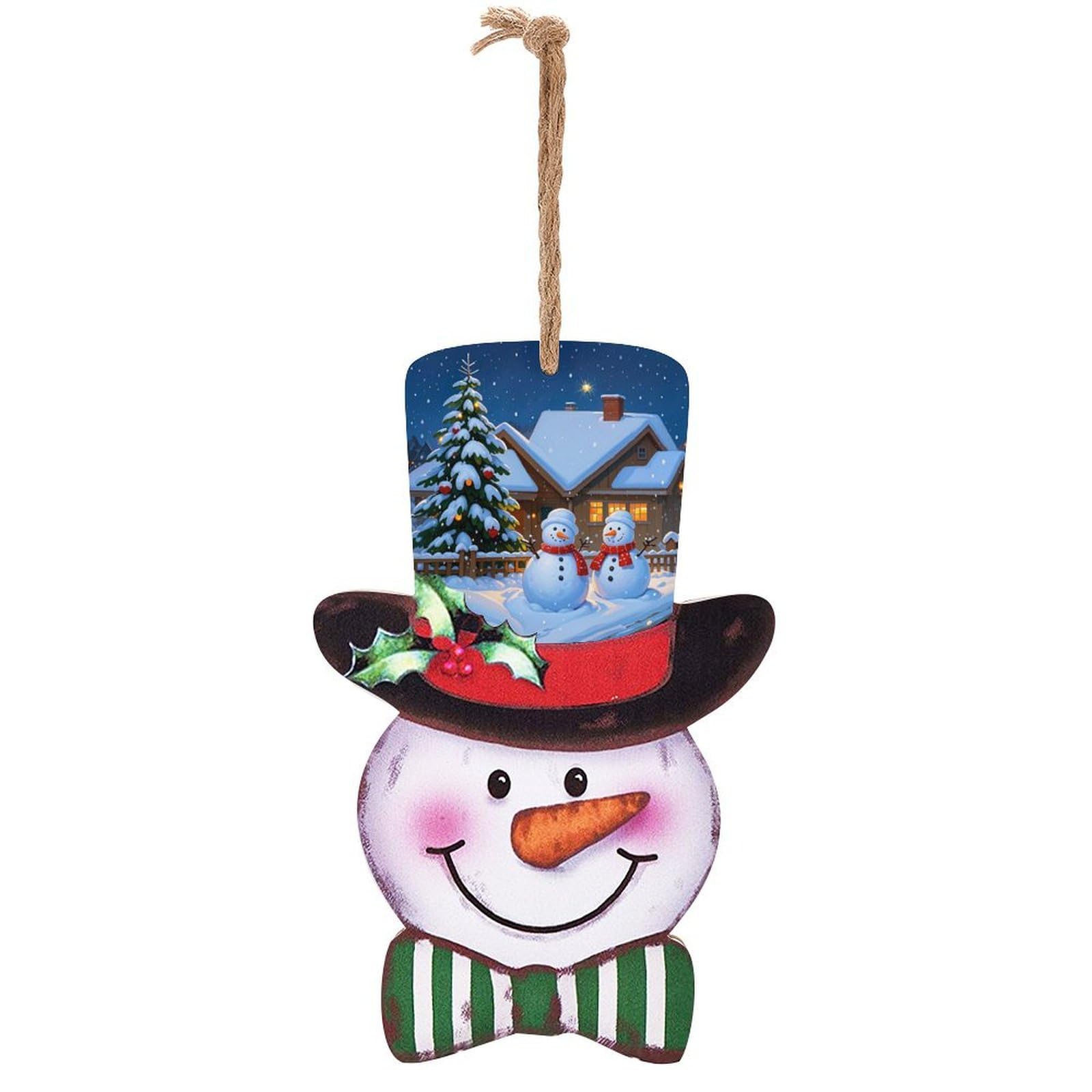 Décoration de Noël deux bonhommes de neige sur panneau en bois