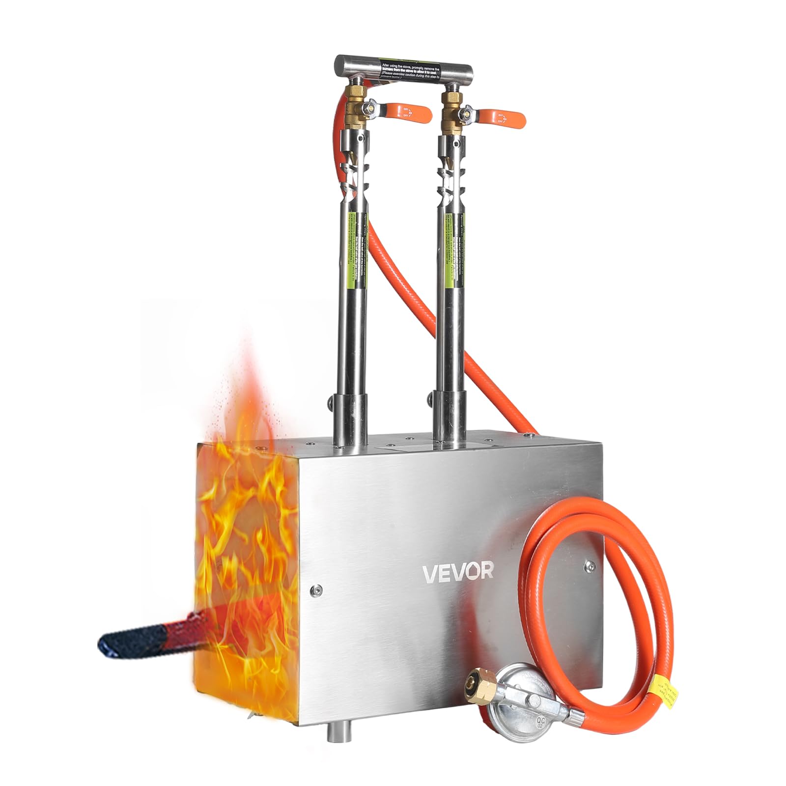 VEVOR Forge au Propane Portable, Four de Forge à Gaz avec 2 Brûleurs, 1427 °C, Forme Carrée, en Acier Inoxydable, pour Coutellerie, Bijouterie, Maréchalerie, Atelier, Travail du Métal, Usage Extérieur