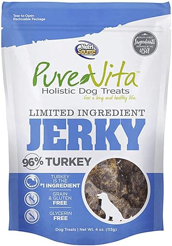 Nutri Source - Golosinas para perros con ingredientes limitados, 4 onzas, pavo