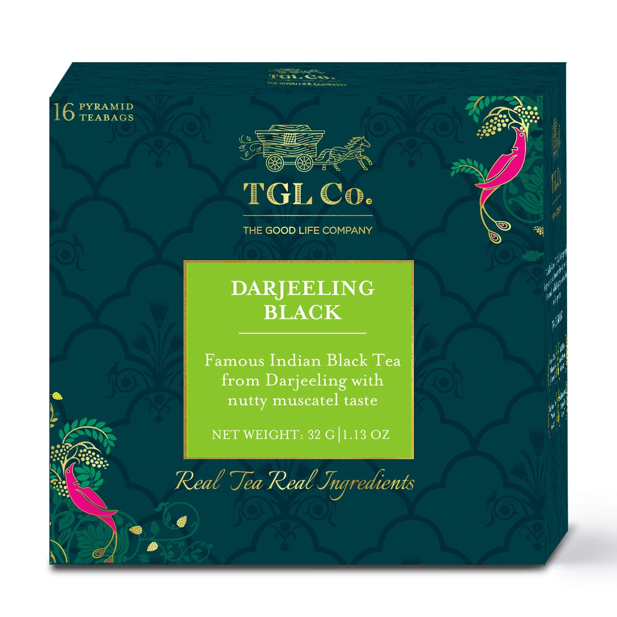 TGL Co. Darjeeling Tea (16 Tea Bags) | 100% Pure & Authentic | Antioxidant-Rich | Promotes Healthy Skin | Reduces Anxiety | Premium Darjeeling Long Leaf Black Tea