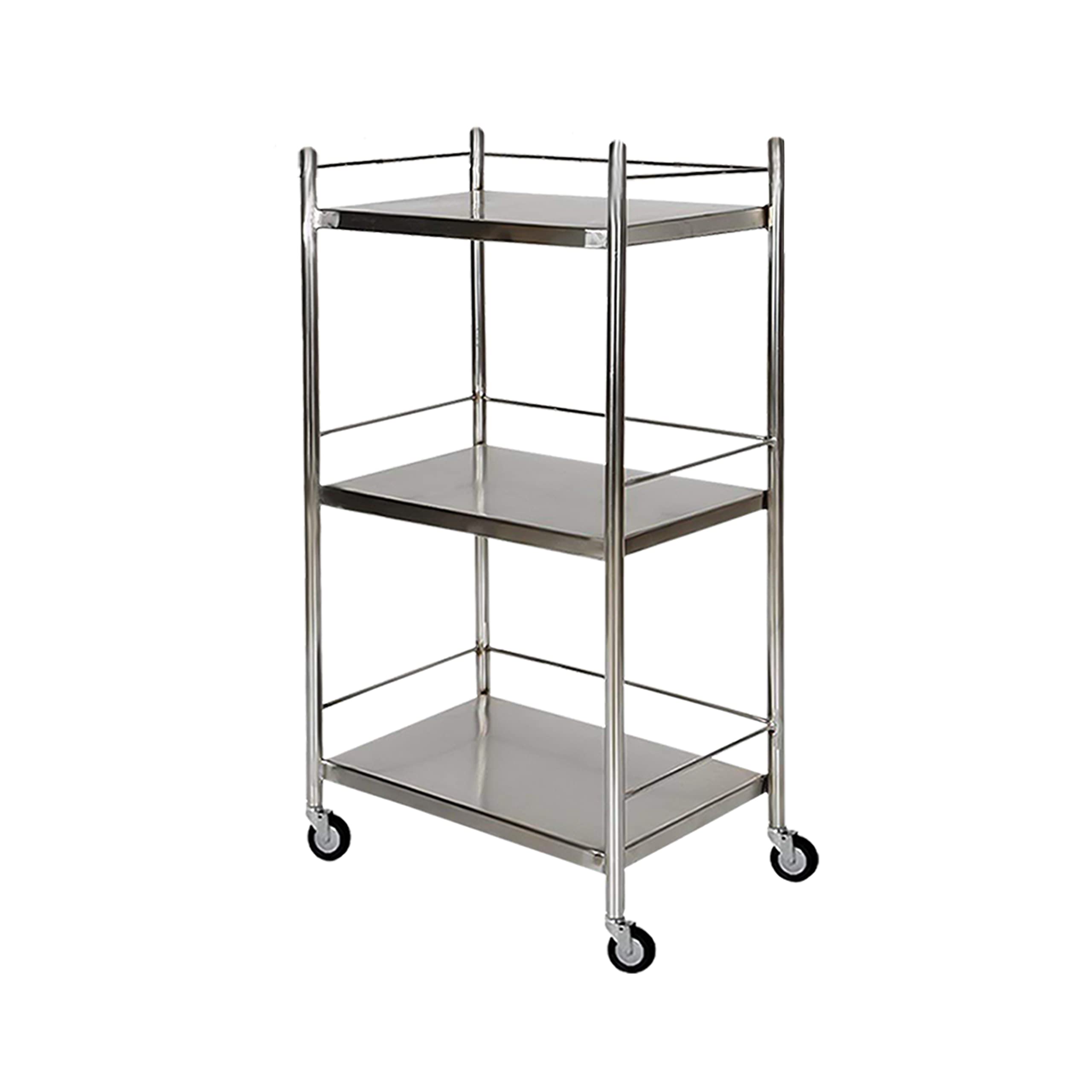 MILAD 3 Shelf Stainless Steel Medical Instrument Trolley Surgical Vehicle Medical Cart Trolley with Wheels (40 L x 40 W x 76 H CMs) (B09RQNWTR6) Amazon Price History, Amazon Price Tracker