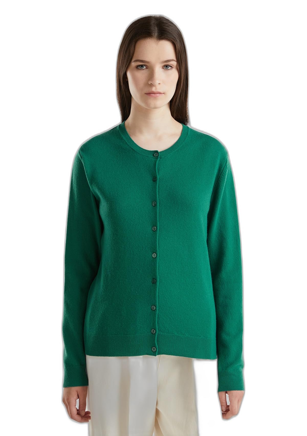 United Colors of Benetton Damski sweter rozpinany, Zielony, M
