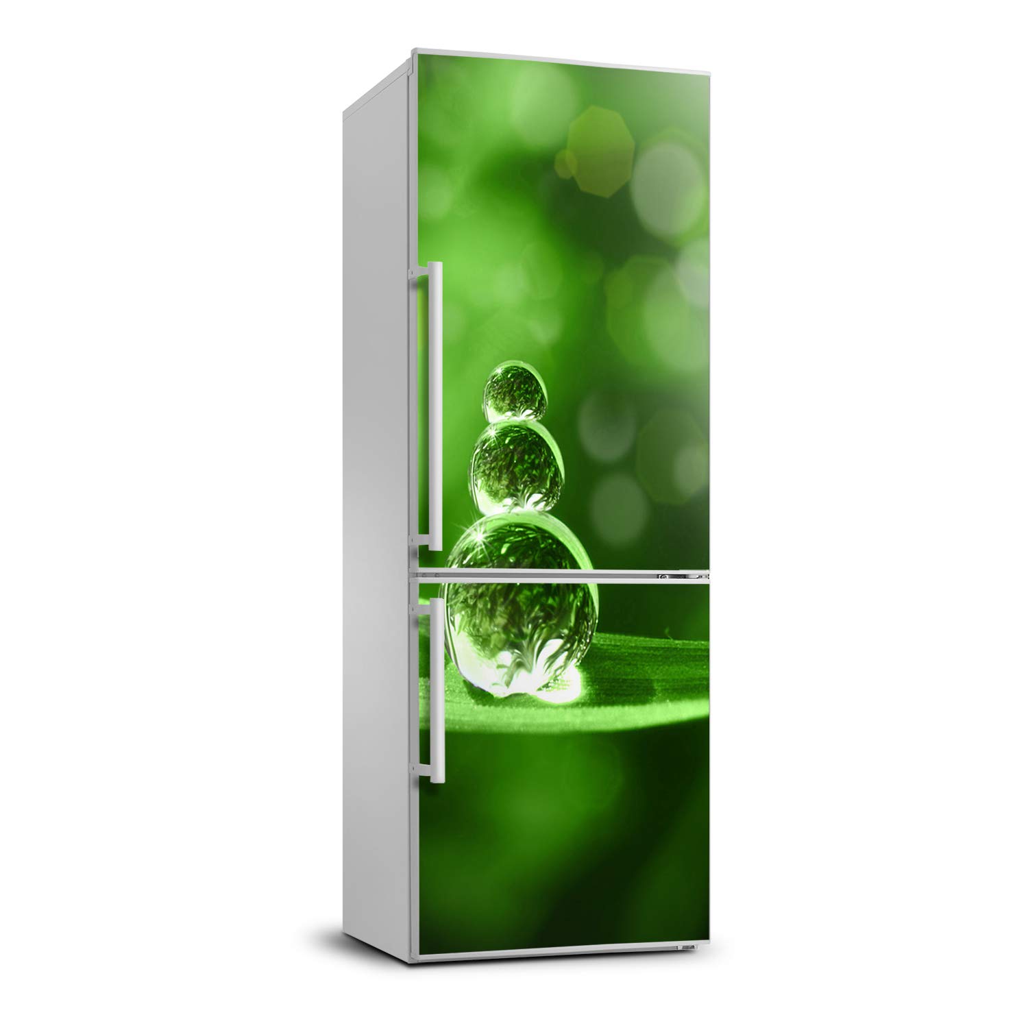 Autocollant Frigo Réfrigérateur 70x190cm - Gouttes sur l'herbe Tulup Décoratif