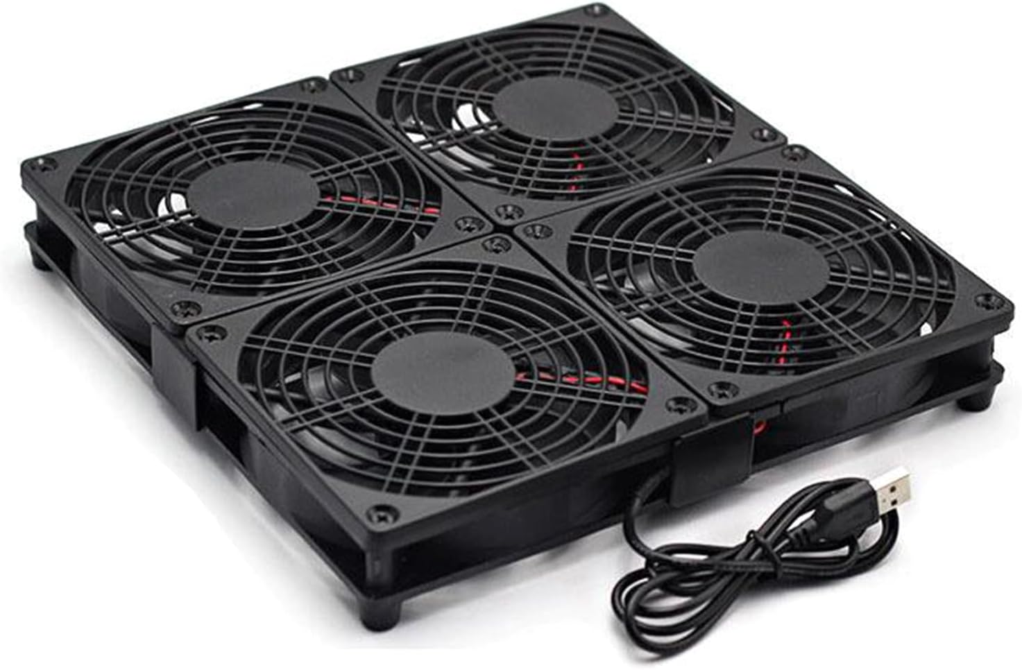 Compact 120mm Cooling Fan with USB Connection for Electronics, Server Racks, Networks Cabinets, and Laptop Overheating Rubber Feet Stand