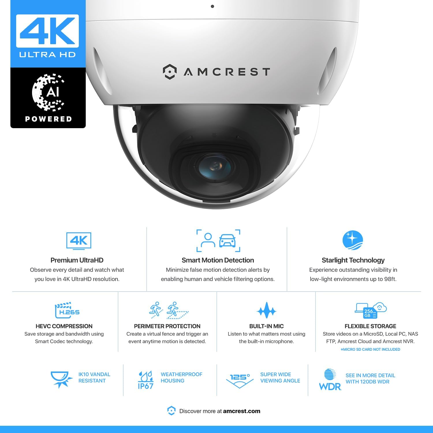 Amcrest 4K UltraHD AI Powered Camera Features