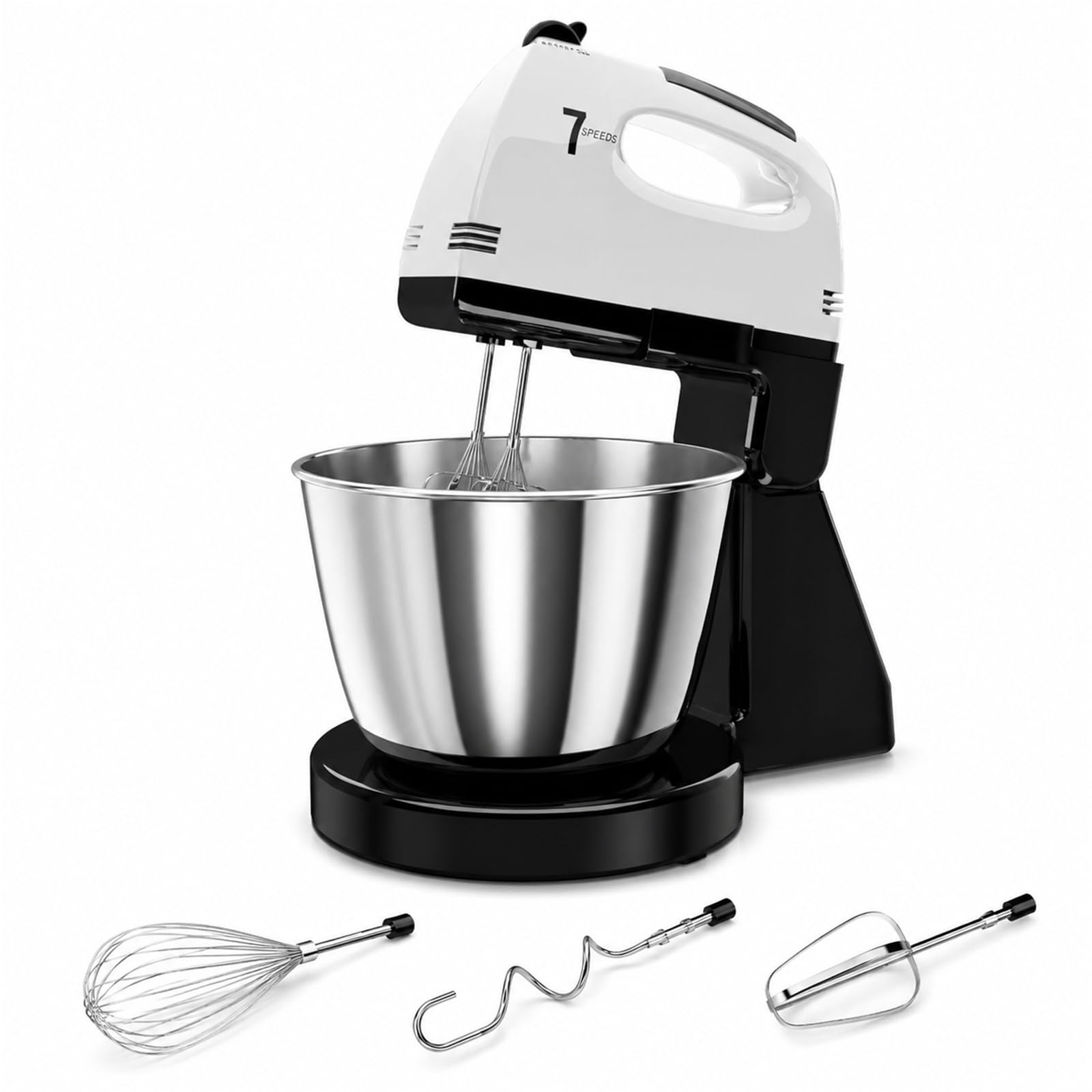 7-Speed dough mixer food mixers for baking with bowl, 3QT Stainless Steel Bowl with Dough Hook, Whisk, Beater for Baking Cake Cookie Kneading, HP2(Hp2)