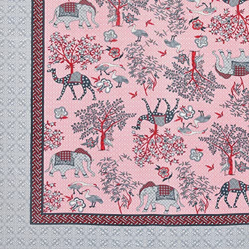 Image of BLOCKS OF INDIA 200Tc Diwan Set Cotton 8 Piece | Deewan Printed Bedsheet Sets For Living Room Hall (Set Of 8 Piece, 1-Bed Sheet | 2-Bolster Cover | 5-Cushion Cover (Color 9), Pink