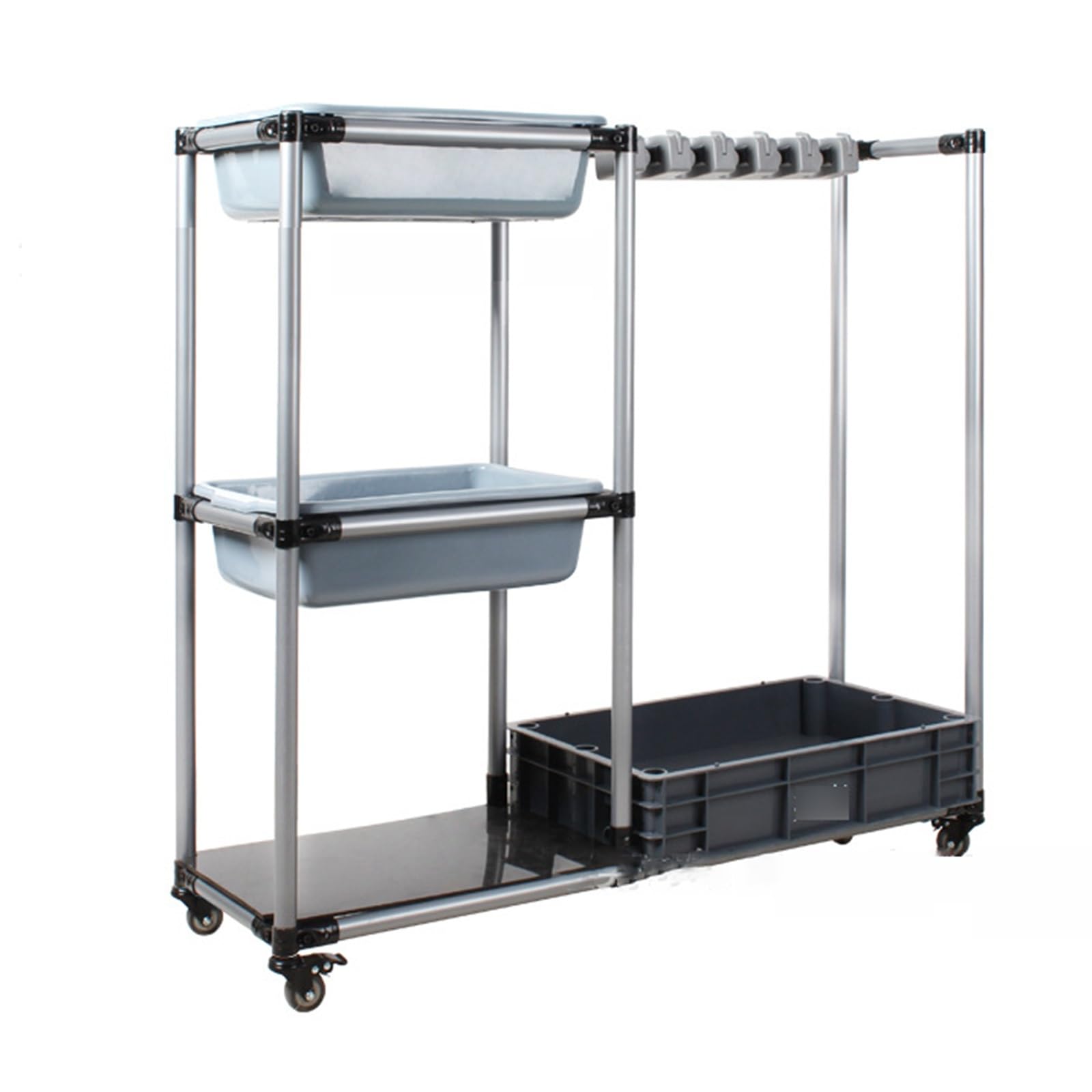 Tour d'outils de nettoyage pour jardin et garage avec support à balais 5 emplacements mobile