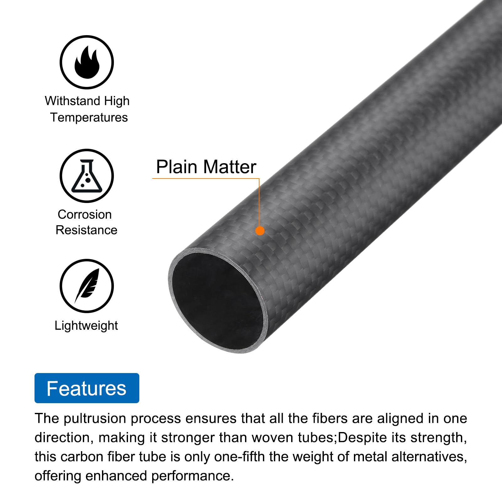 QUARKZMAN Tube En Fibre De Carbone 20 X 22 X 330Mm Pour Avion Rc | 1Pcs, Surface Mate Rod 3K Enroulé Naturel Carbone Tubage Rond, Multicoptère Quadcoptère