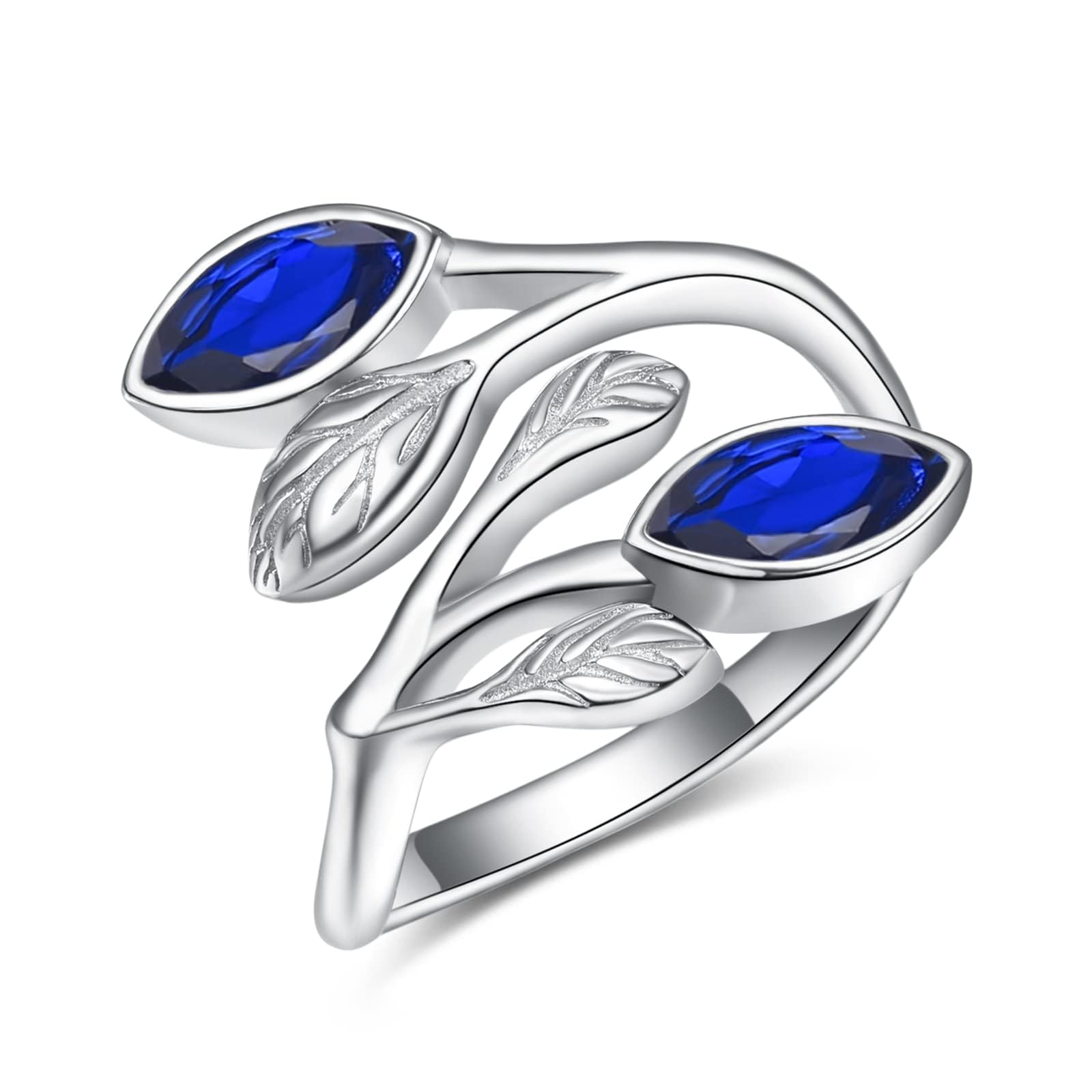 Geburtssteinring 925 Sterling Silber Mondstein Ring Blattring für Frauen Mädchen Finger Leaf Ringe Weihnachten Geschenk