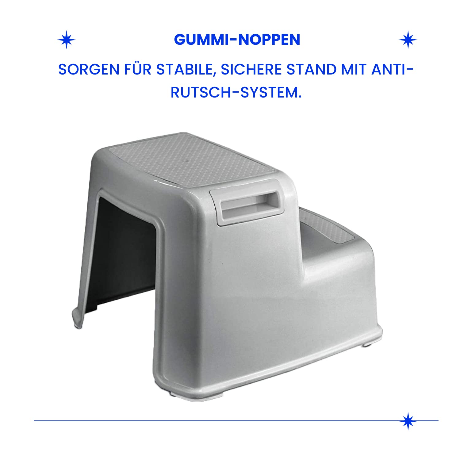 Lama Sam & Friends - Sgabello a due stadi per bambini di età superiore ai 18 mesi con funzione antiscivolo (Bianco-Grigio) (Sgabello Grigio)