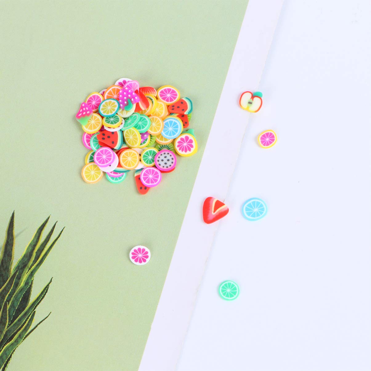 FRCOLOR Décor De Paillettes 1000Pcs Ongles Art Polymère 3D Fruits Nail Art Tranches