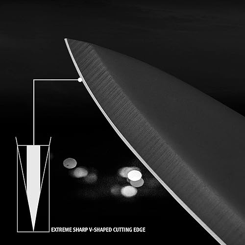 Miniatura 6 de hecef Juego de 6 cuchillos de óxido negro con funda protectora a juego, cuchillos de cocina resistentes a los arañazos y a prueba de óxido, acero