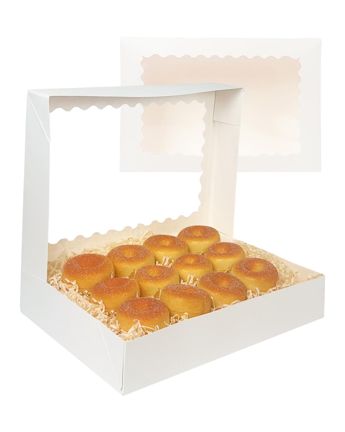 Gcardist Auto-pop Up White 35.6x25.4x6.4cm 12Pcs Cookie Box with Window Pastry Macaron Bakery Box For Packaging (14x10x2.5 inch) - Image 2