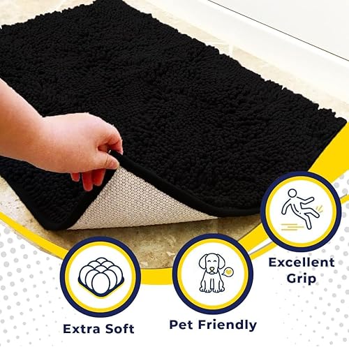 Vista 185 de Muddy Mat® - Tapete de microfibra superabsorbente para mascotas, antideslizante y lavable, de felpilla, secado rápido, para entrada